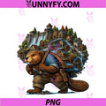 Epic Lumberjack Beaver PNG, Waterfall Town Fantasy PNG