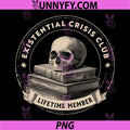 Existential Crisis Club PNG, Lifetime Member Skull And Books PNG