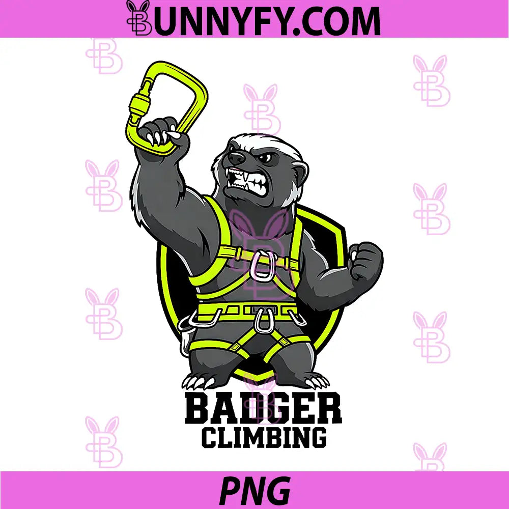 Badger Climbing PNG, Harness Rock Climber Logo PNG
