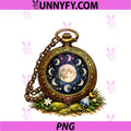 Fairycore Moon Phase Pocket PNG, Watch Celestial Witchy Art PNG