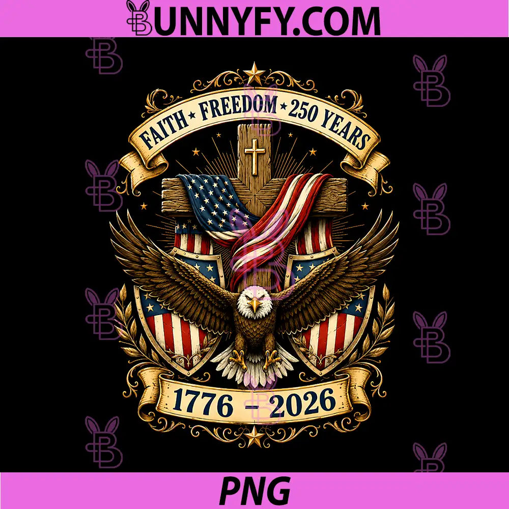 Faith Freedom 250 Years PNG, 250th Anniversary USA Independence PNG