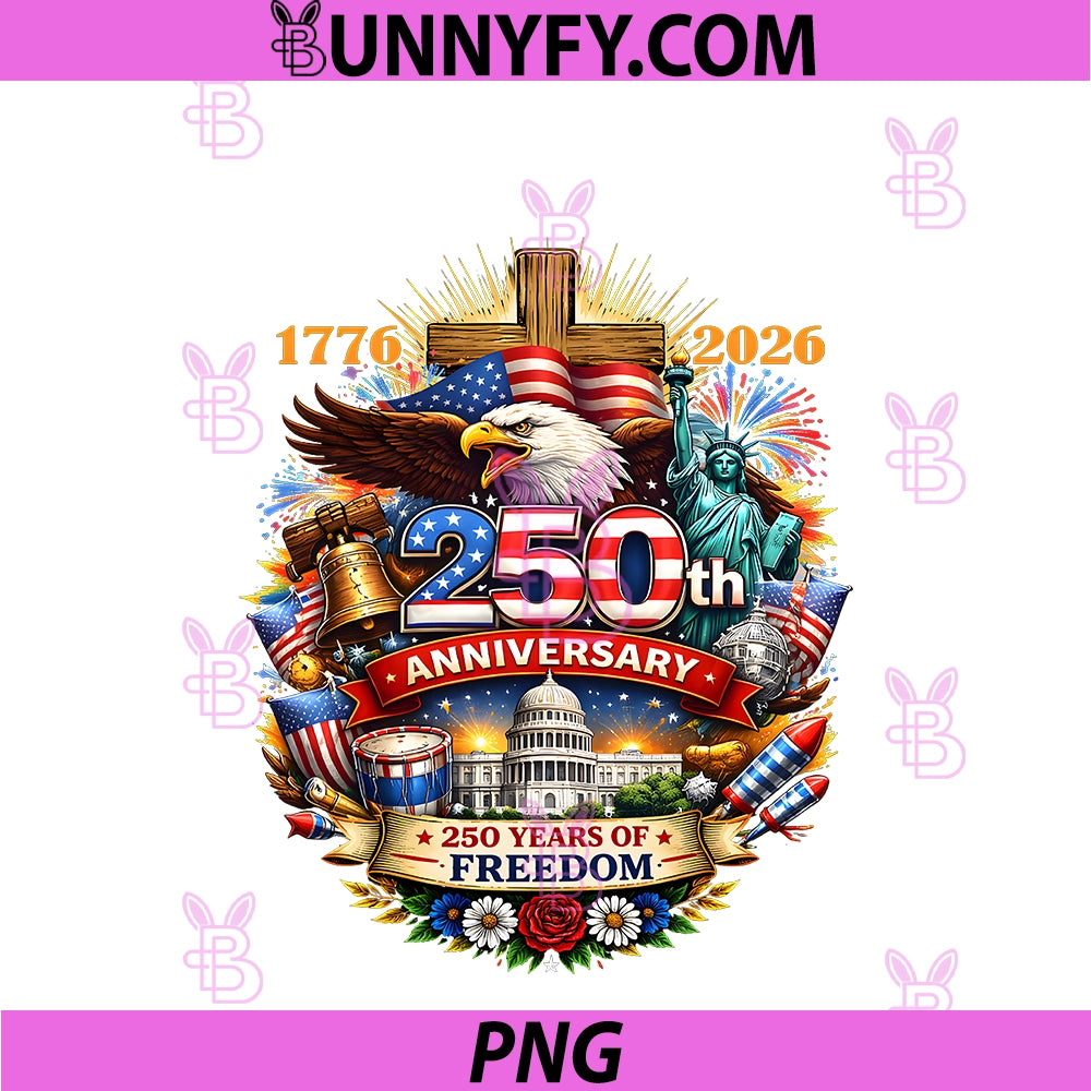 Faith Freedom 250 Years PNG, 1776 2026 Independence USA Patriotic PNG