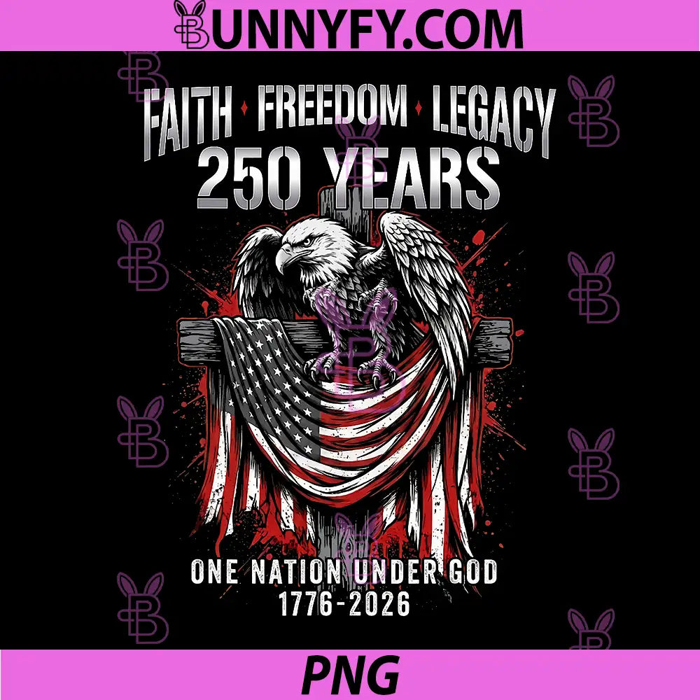 Faith Freedom Eagle 250 Years PNG, 1776 2026 One Nation Under God PNG