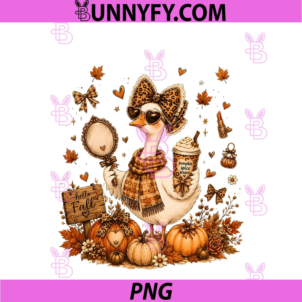 Fall Goose Pumpkin Spice PNG, Thanksgiving Autumn Vibes PNG