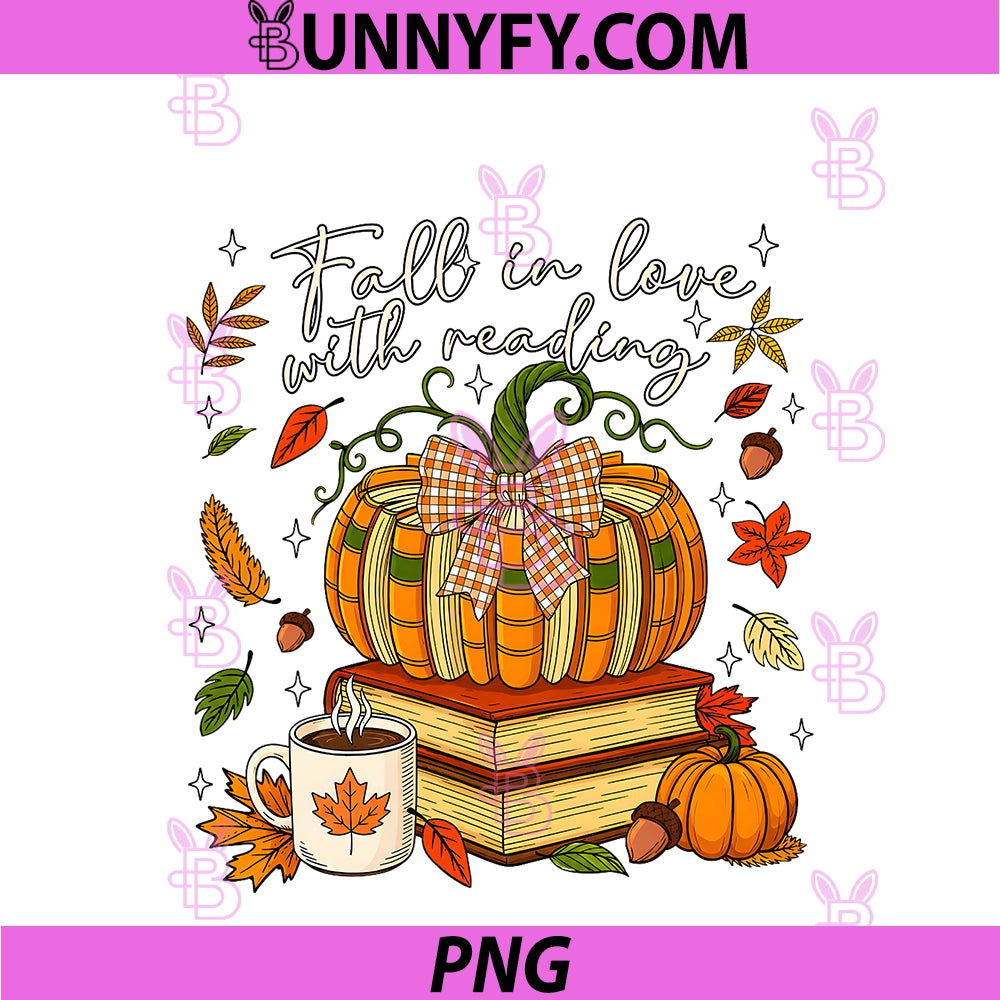 Fall In Love With Reading PNG, Pumpkin Books For Teachers Kids PNG
