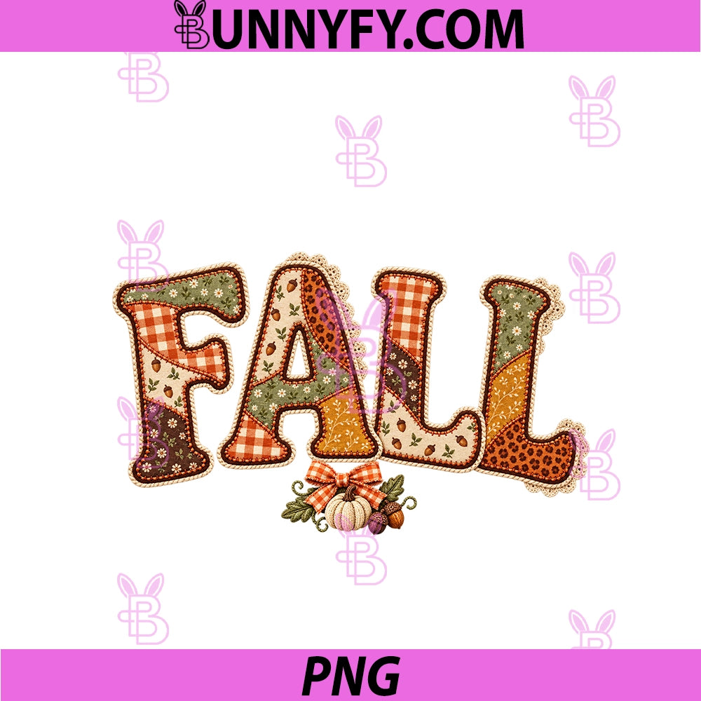 Fall Patchwork Letters PNG, Cozy Autumn Fall