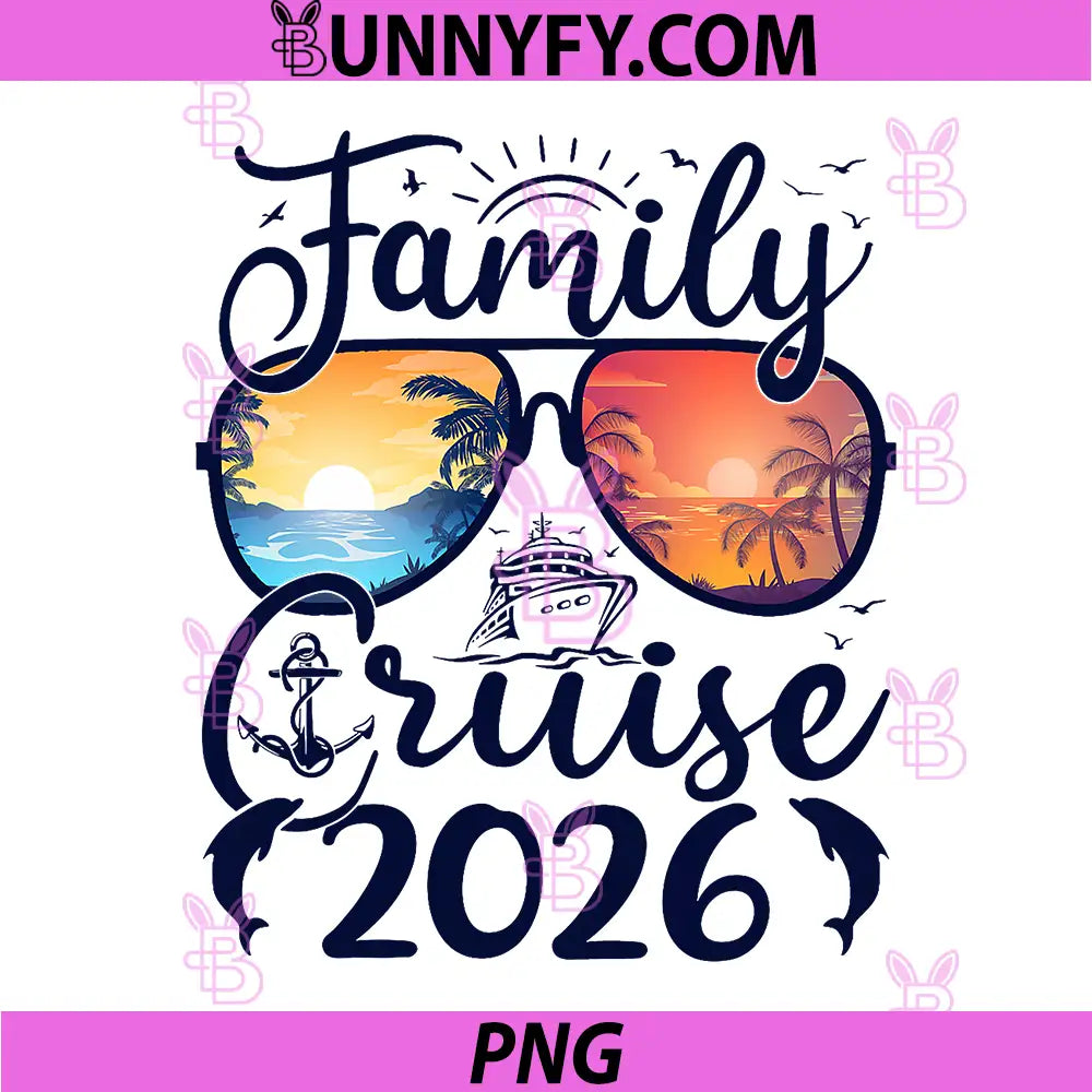 Family Cruise 2026 PNG, Summer Vacation Matching Family Cruise PNG