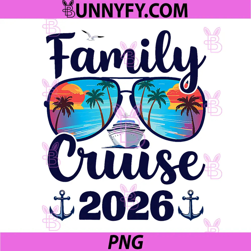 Family Cruise 2026 PNG, Summer Vacation Matching Family Cruise PNG