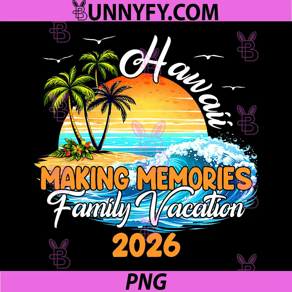 Family Hawaii Vacation 2026 PNG, Summer Vacation Matching Group PNG
