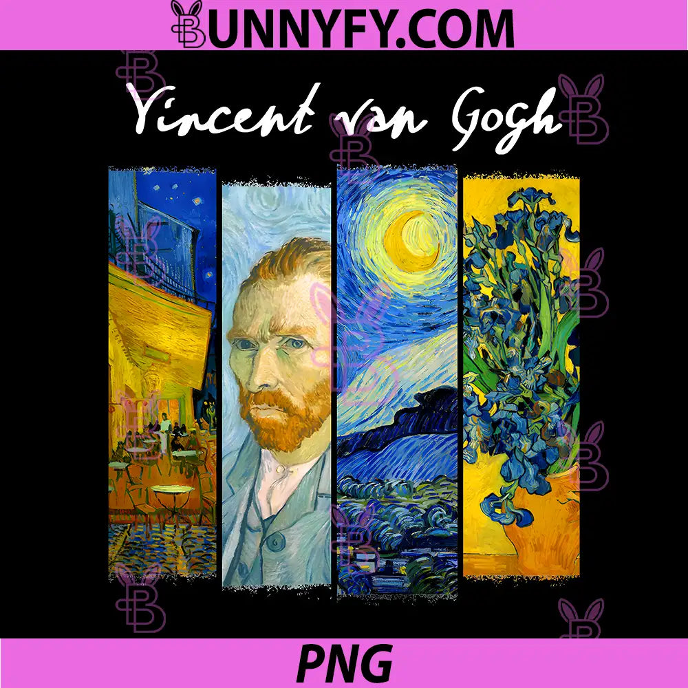 Famous Van Gogh Paintings Art PNG, Starry Night Flowers Portrait PNG