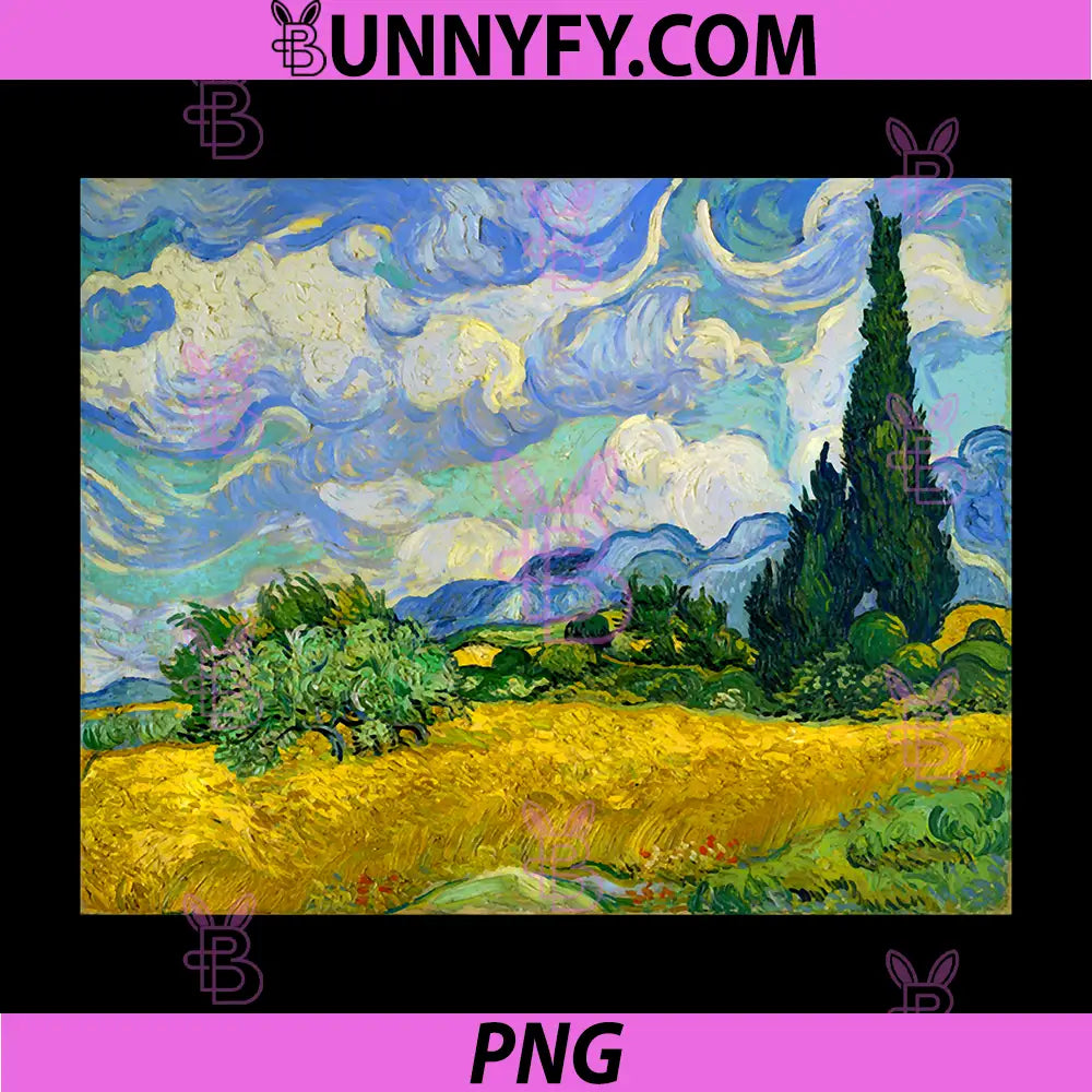 Famous Wheat Field with Cypresses PNG, Artist Van Gogh Painting Performance PNG