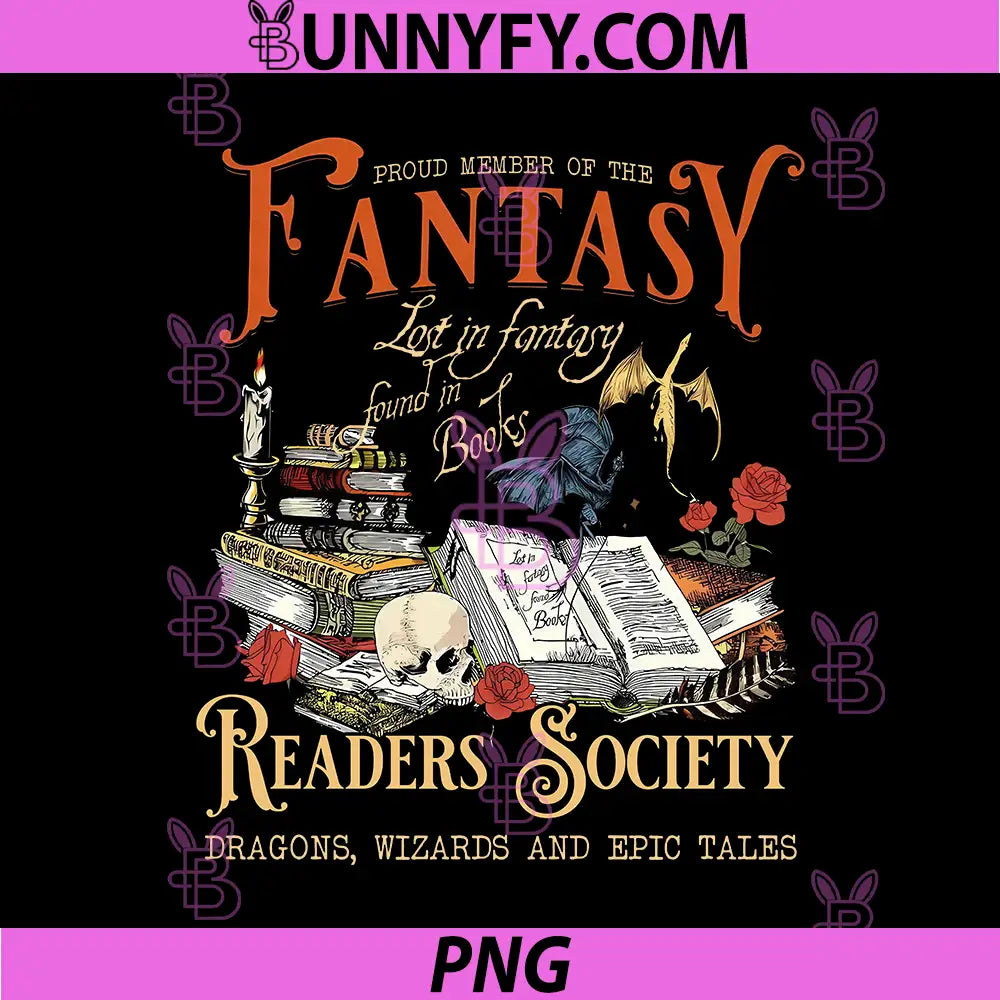 Fantasy Readers Society Book Lover PNG, Dragons Wizards PNG