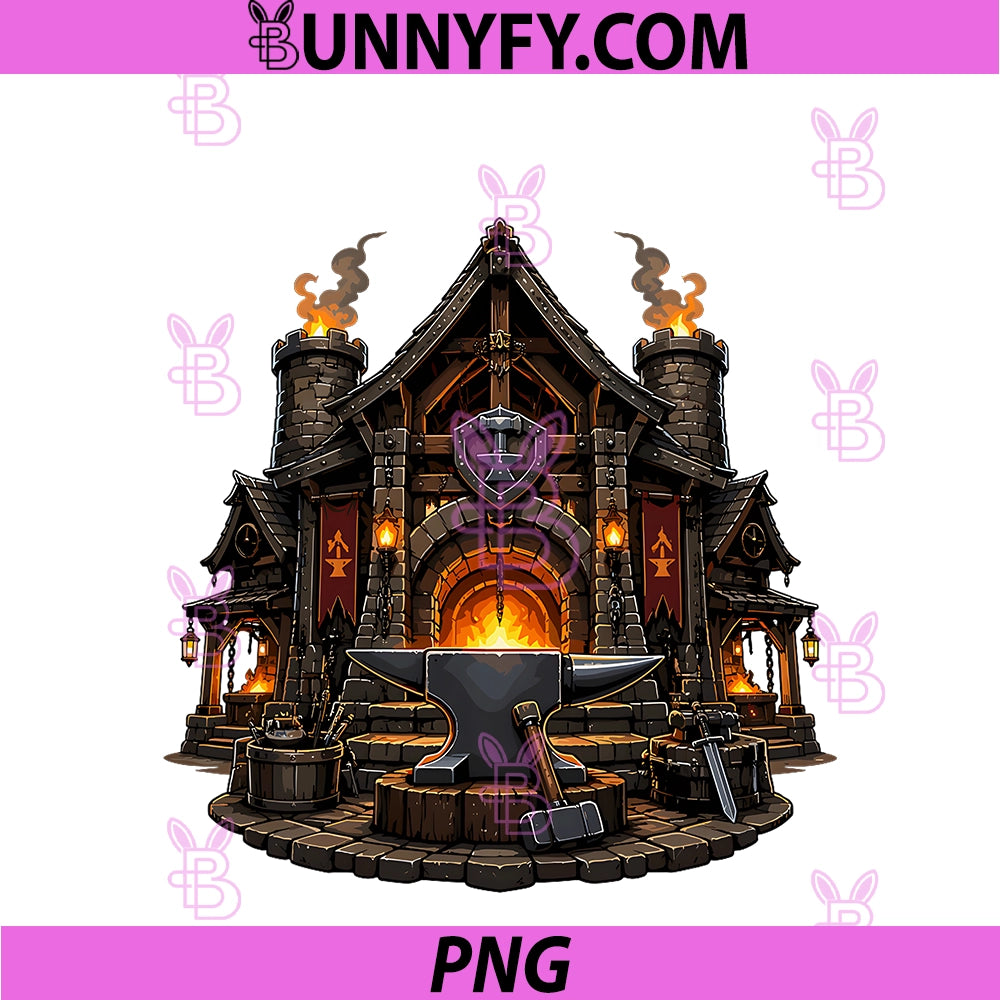 Fantasy Smithy Anvil Medieval PNG, Forge Castle PNG