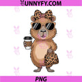 Fashion Funny Leopard PNG, Capybara Coffee Cute PNG