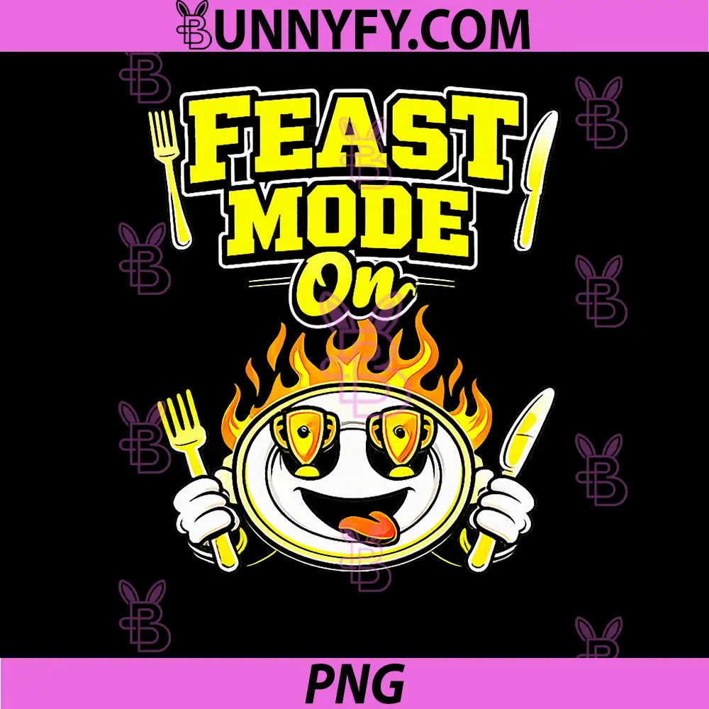 Feast Mode On PNG, Neon Foodie Plate Flame Trophy Eyes PNG