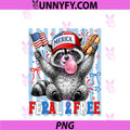 Feral And Free Raccoon USA Flag Hot Dog PNG, 4th Of July PNG