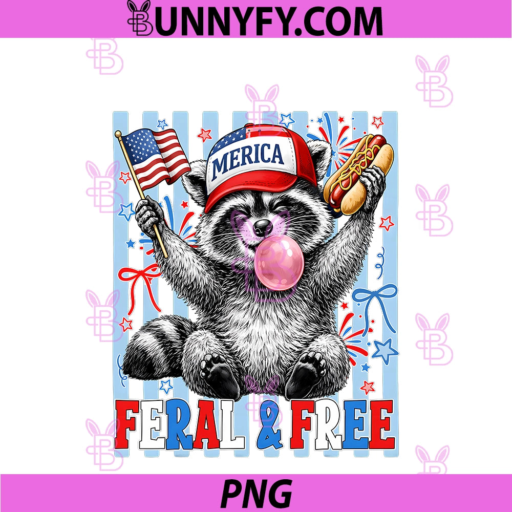 Feral And Free Raccoon USA Flag Hot Dog PNG, 4th Of July PNG