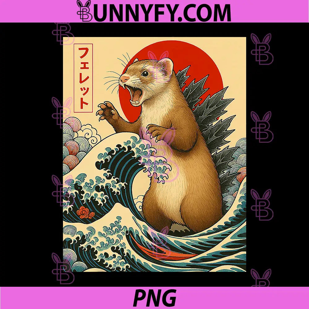 Ferretzilla Ferret PNG, Japanese Art Funny PNG
