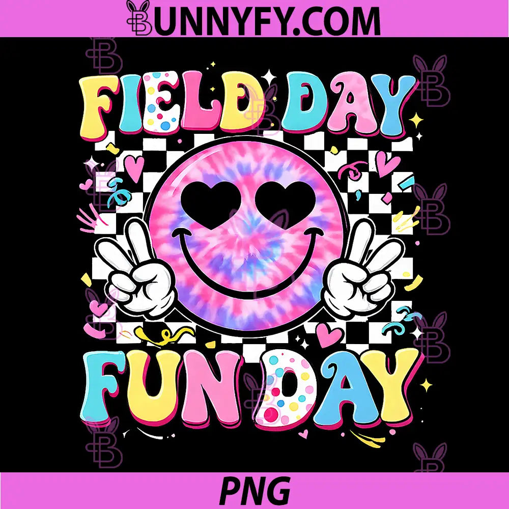 Field Day Fun Day PNG, Tie Dye Smile Face Field Trip Teacher PNG
