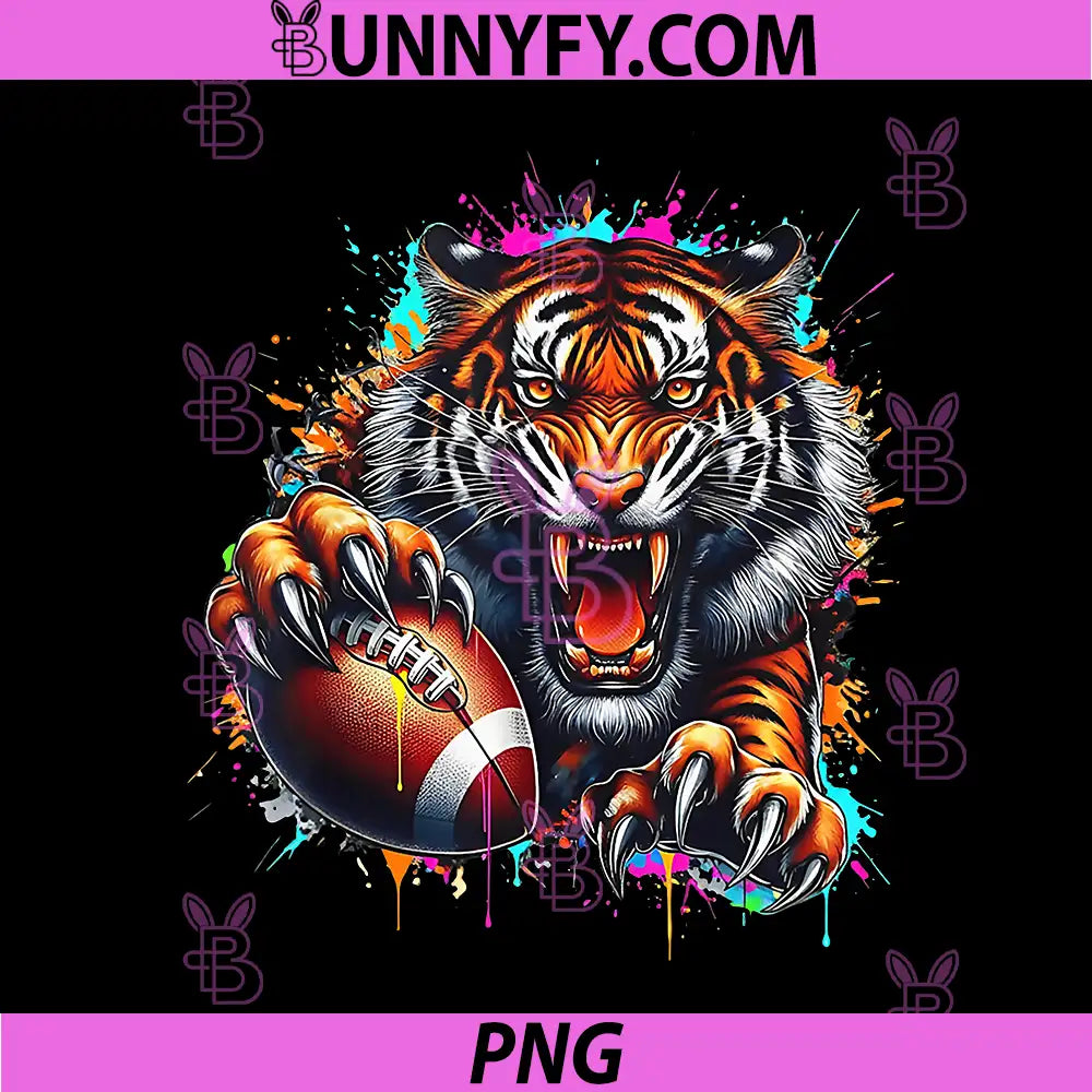 Fierce Tiger Football Art PNG, Sports Energy Wild Game Power PNG