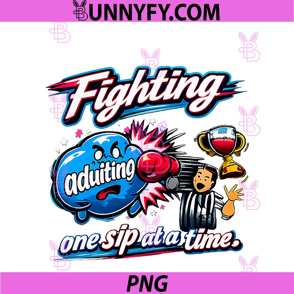 Fighting Adulting One Sip At A Time PNG, Wine Humor PNG