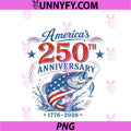 Fishing Bass America's 250th PNG, Anniversary 1776 2026 PNG