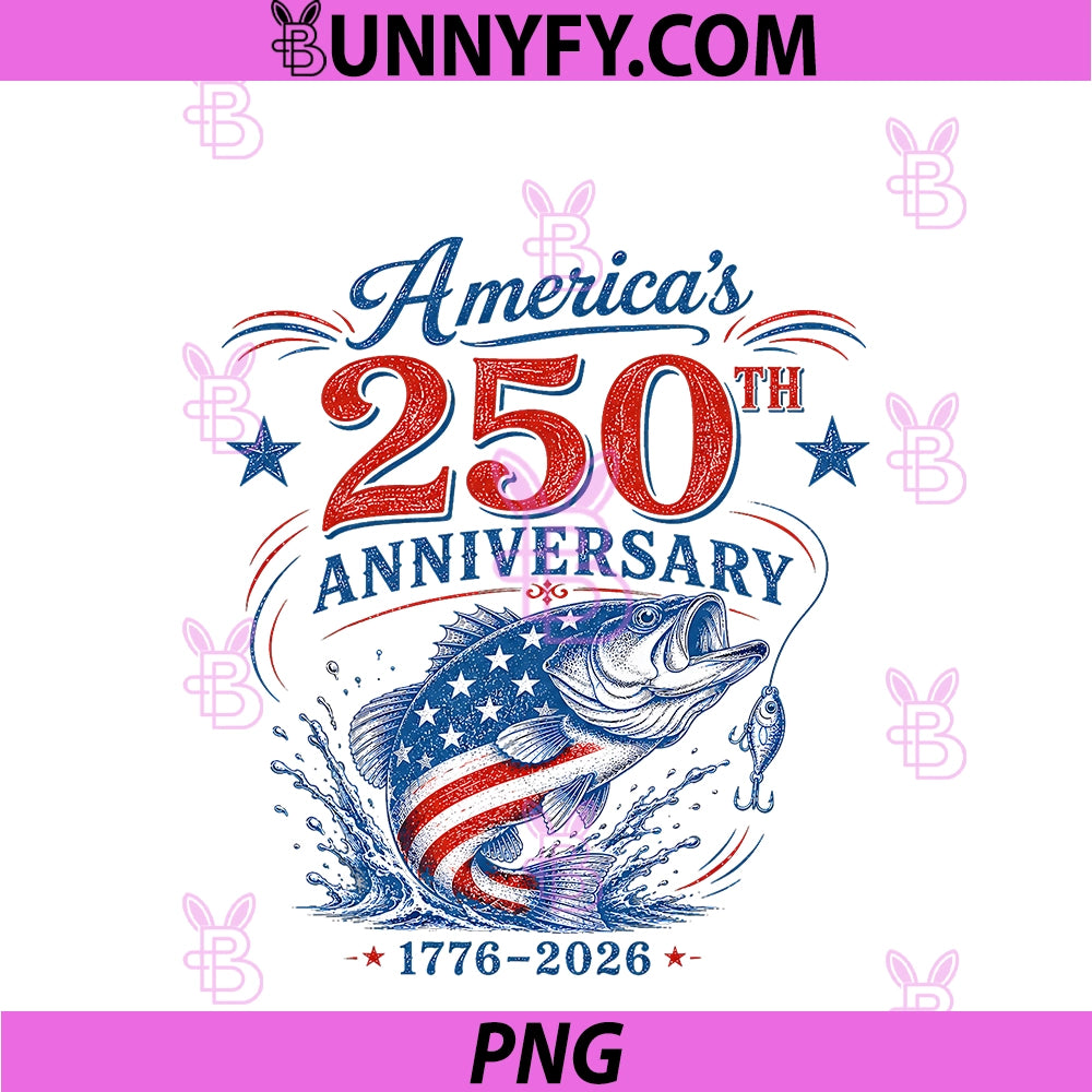 Fishing Bass America's 250th PNG, Anniversary 1776 2026 PNG