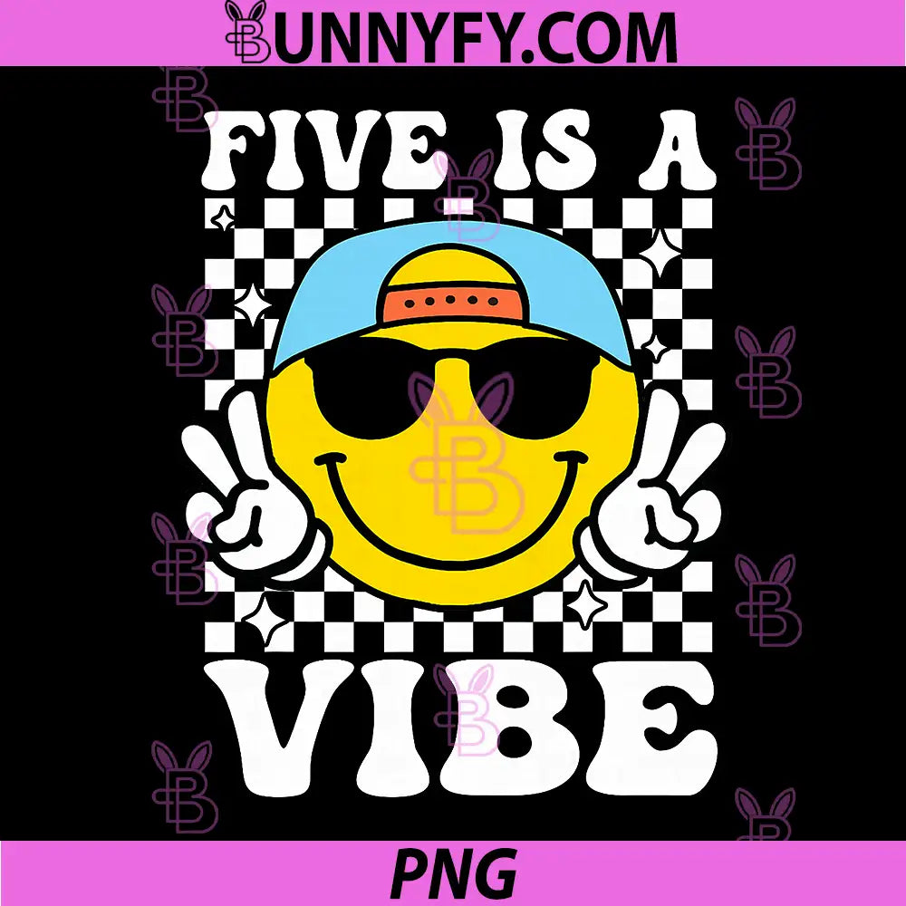 Five is a Vibe PNG, 5th Birthday Groovy PNG