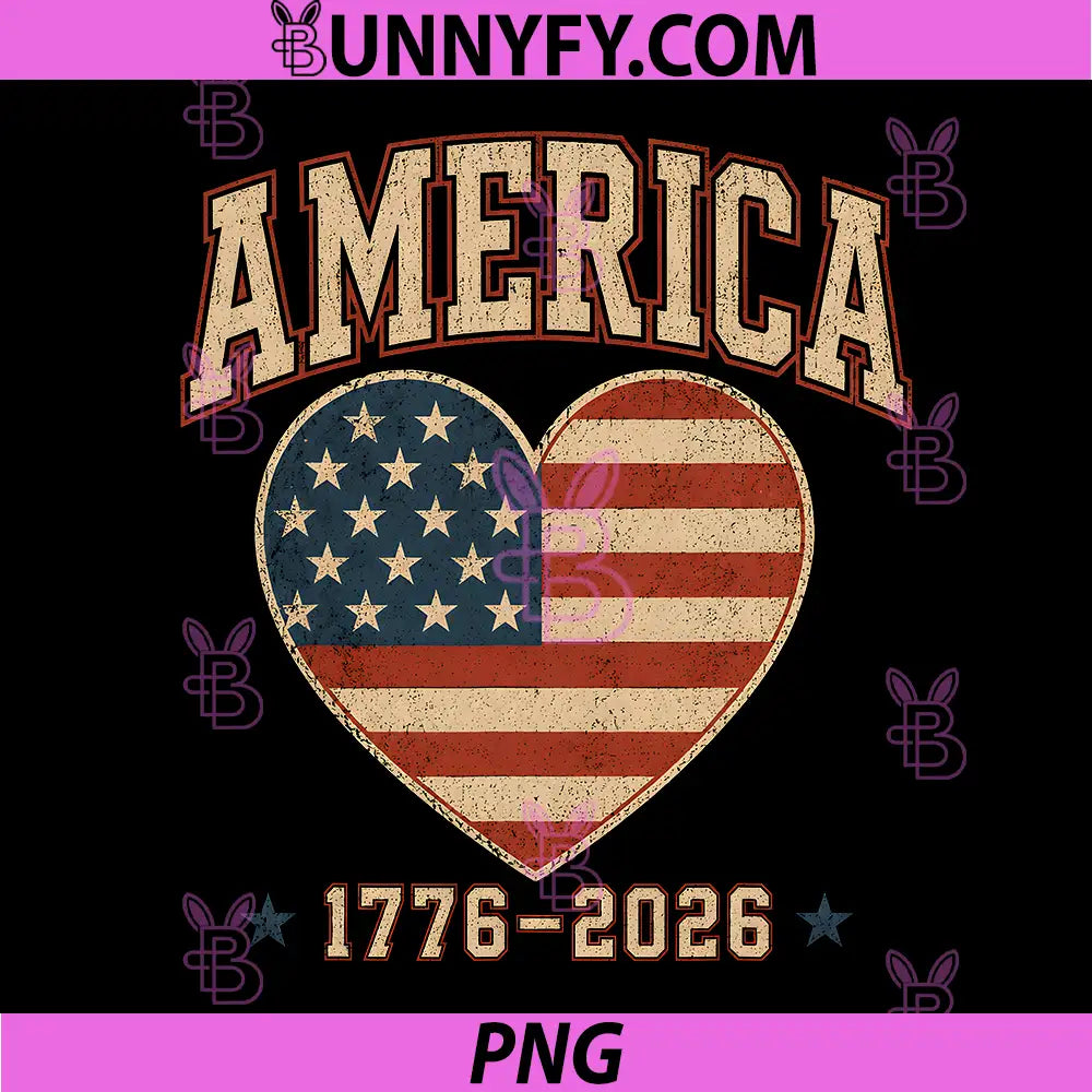 Flag Heart 1776 2026 July PNG, 4th 250th Birthday PNG