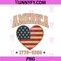 Flag Heart 1776 2026 PNG, July 4th 250th Birthday For Women Girls PNG