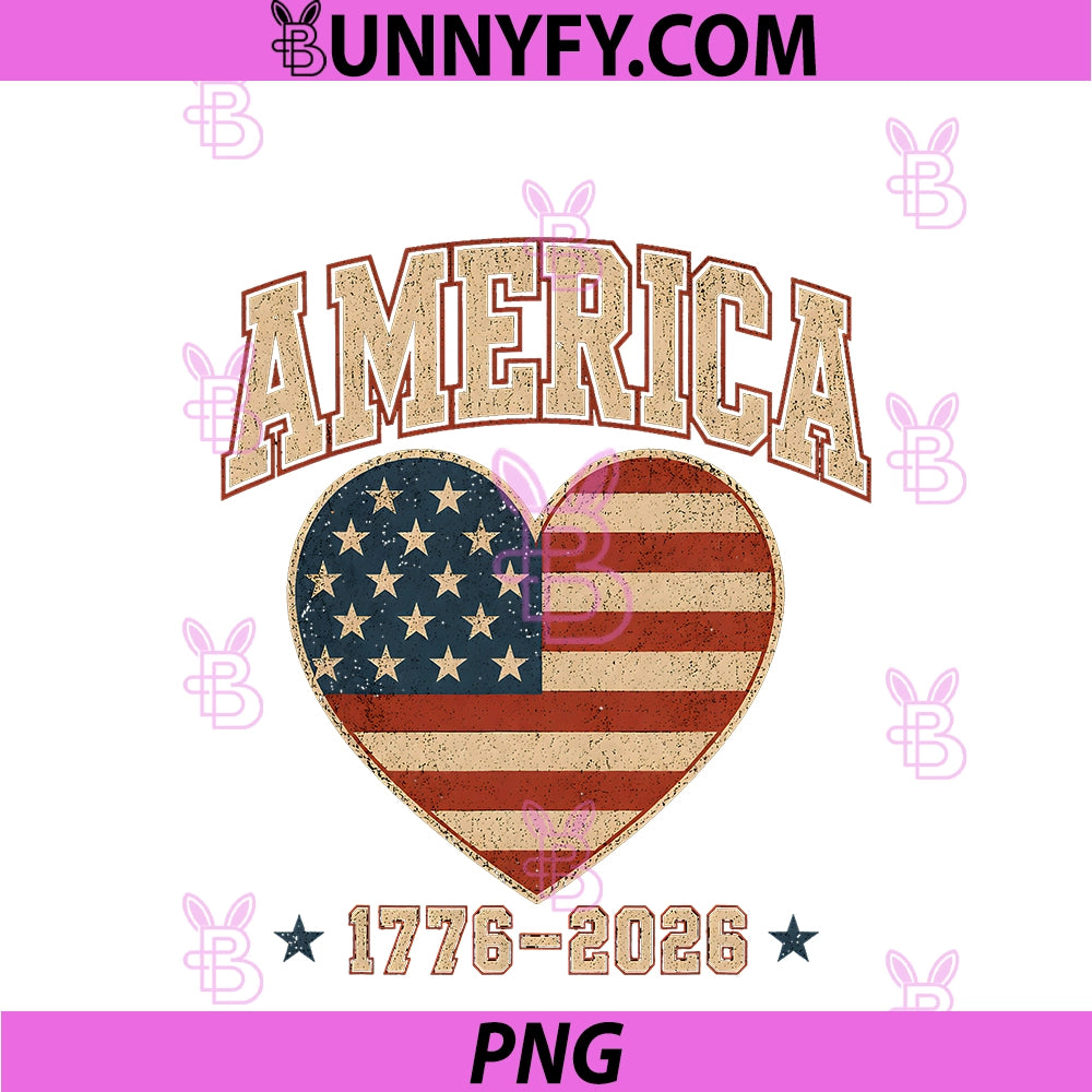 Flag Heart 1776 2026 PNG, July 4th 250th Birthday For Women Girls PNG