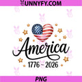 Flag Heart 1776 2026 PNG, July 4th 250th Birthday PNG
