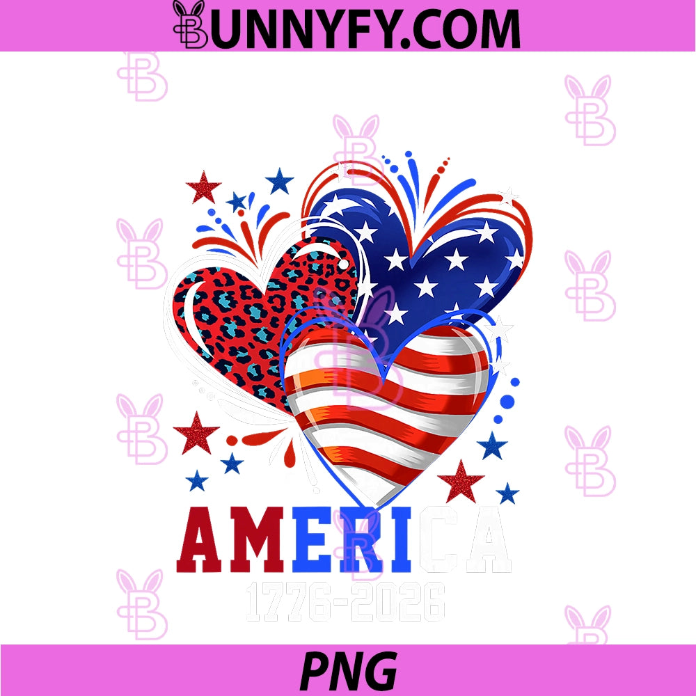 Flag Heart Leopard 1776 2026 PNG, July 4th 250th Birthday PNG