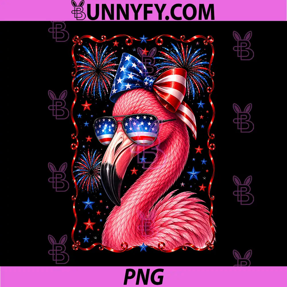Flamerica Flamingo Patriotic PNG, 4th of July USA Flag Freedom PNG