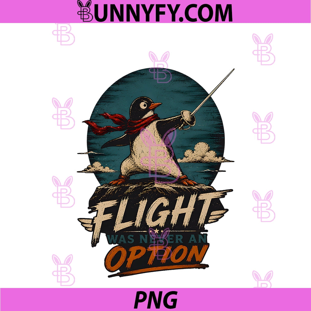 Flight Was Never An Option PNG, Funny Penguin With Knife Fighter PNG