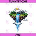 Floating Island Waterfall PNG, Landscape Mountain Forest Artwork PNG