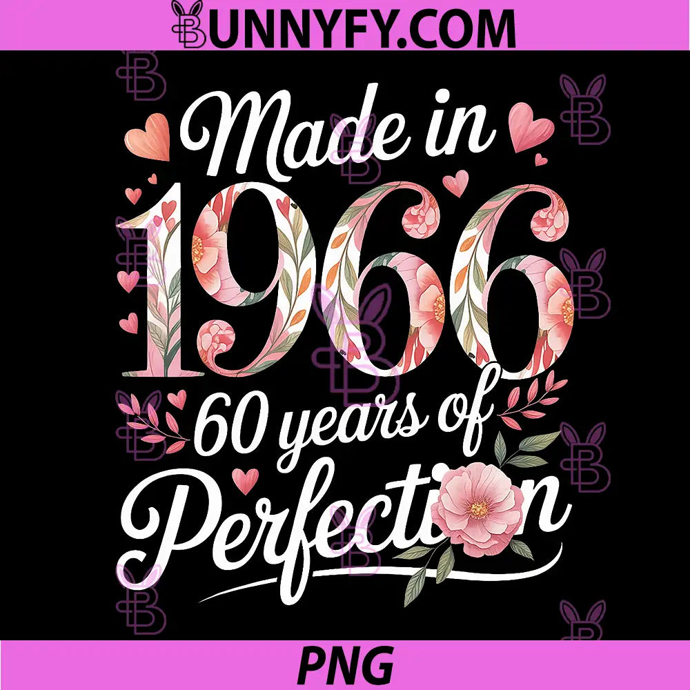 Floral 1966 60 Years Old PNG, Grandma Flowers 60th Birthday PNG