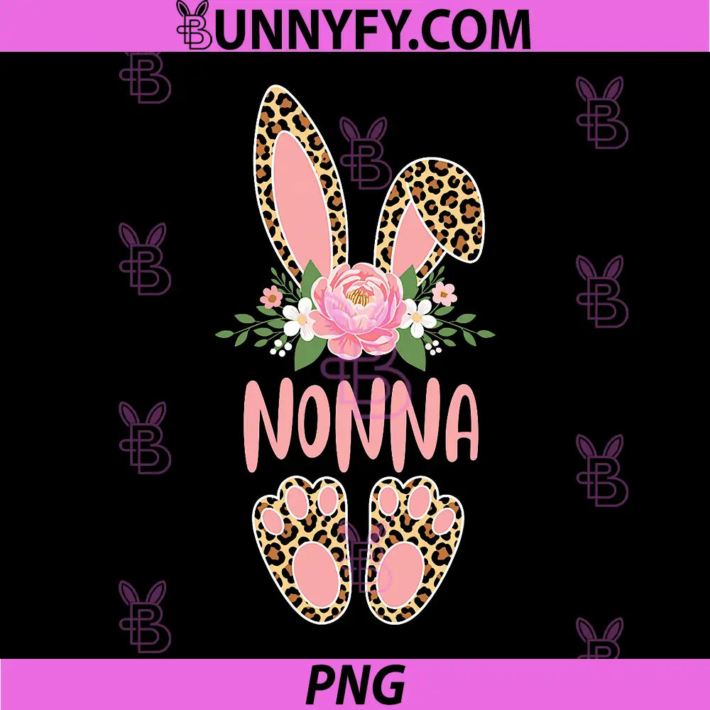 Floral Leopard Nonna Bunny PNG, Happy Easter Spring PNG