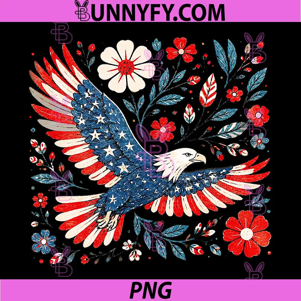 Floral Patriotic Eagle PNG, Flower Wildflowers 4th of July PNG
