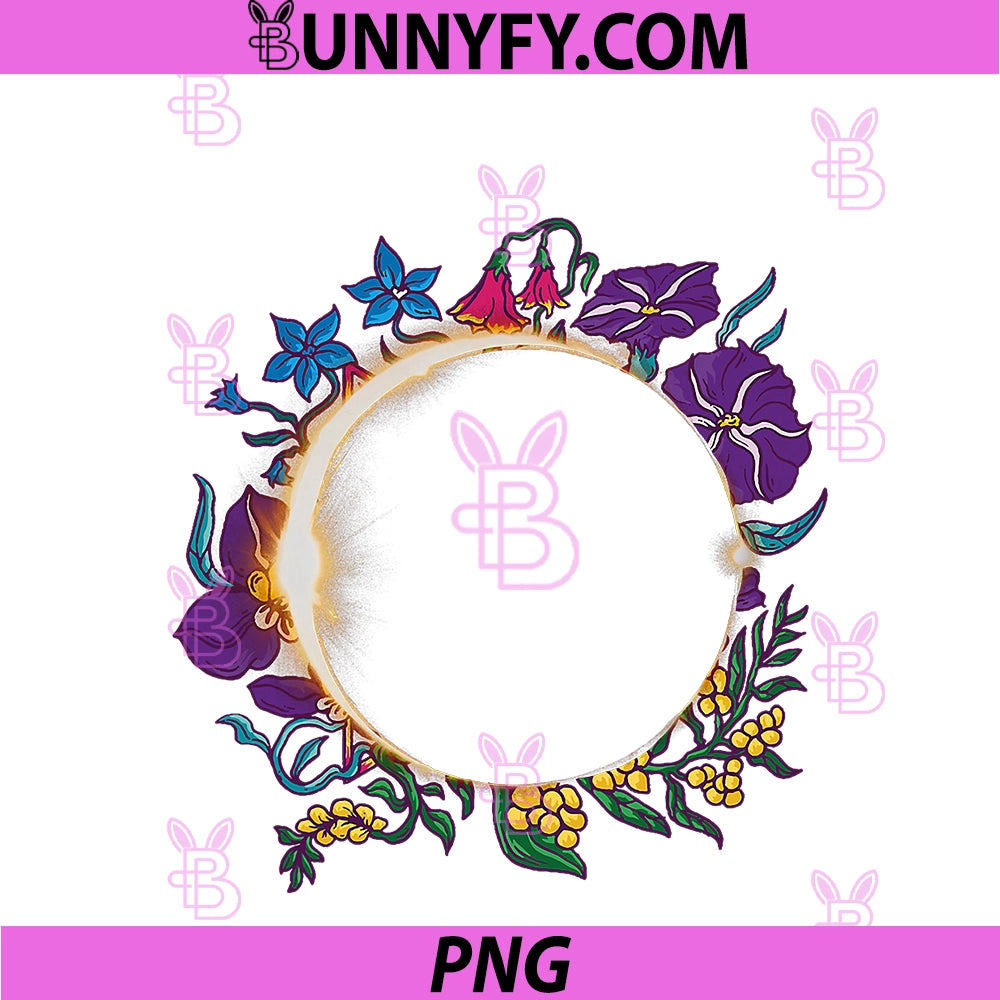 Floral Solar Eclipse 2026 PNG, Celestial Design PNG