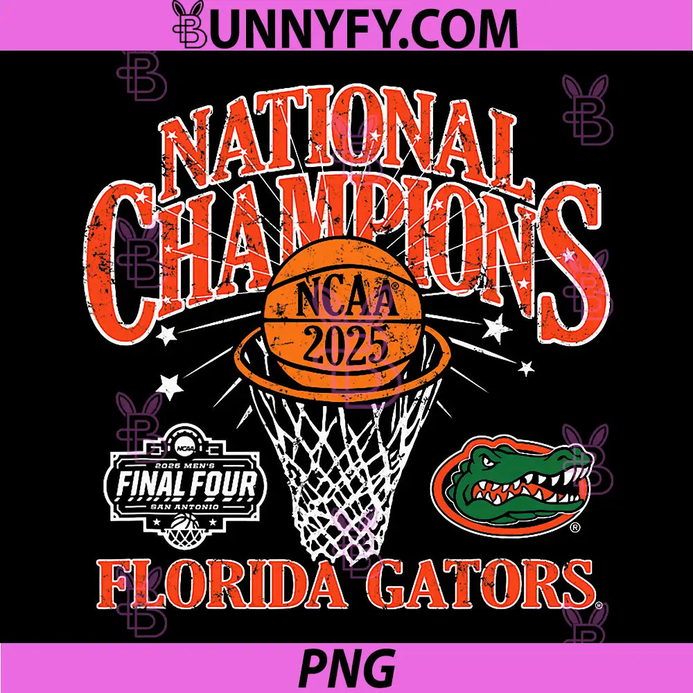 Florida Gators National Champs 2025 PNG, Basketball Vintage PNG