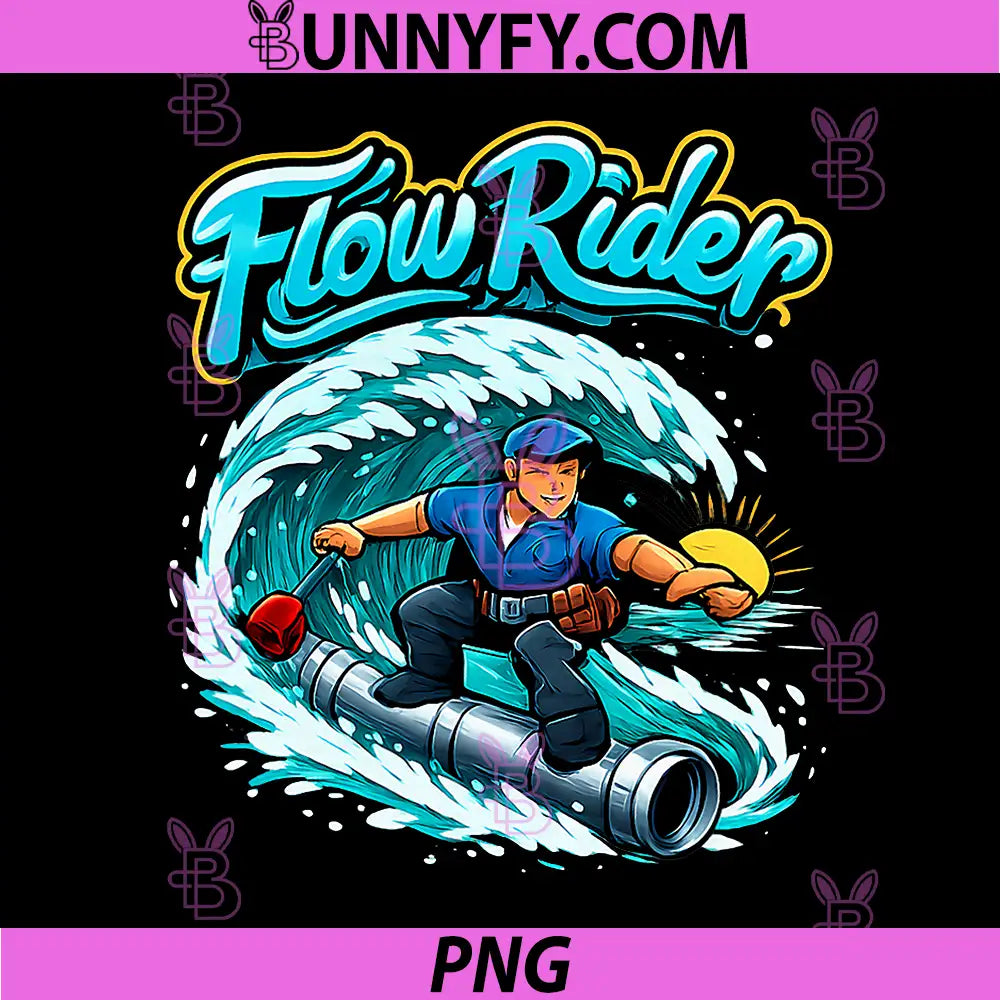 Flow Rider PNG, Plumber Pipe Pun PNG, Surfing Water Wave Graphic PNG