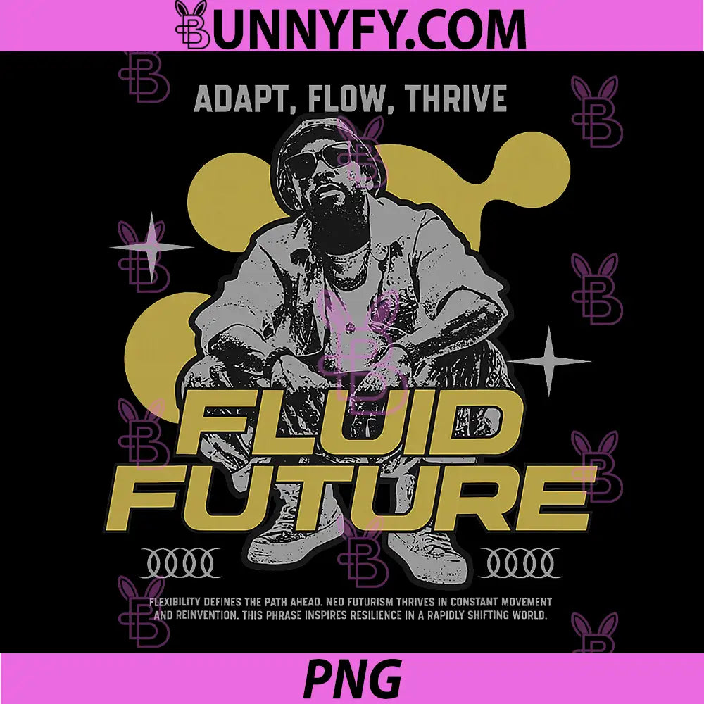 Fluid Future Streetwear Graphic PNG, Adapt Flow Thrive Quote Design PNG