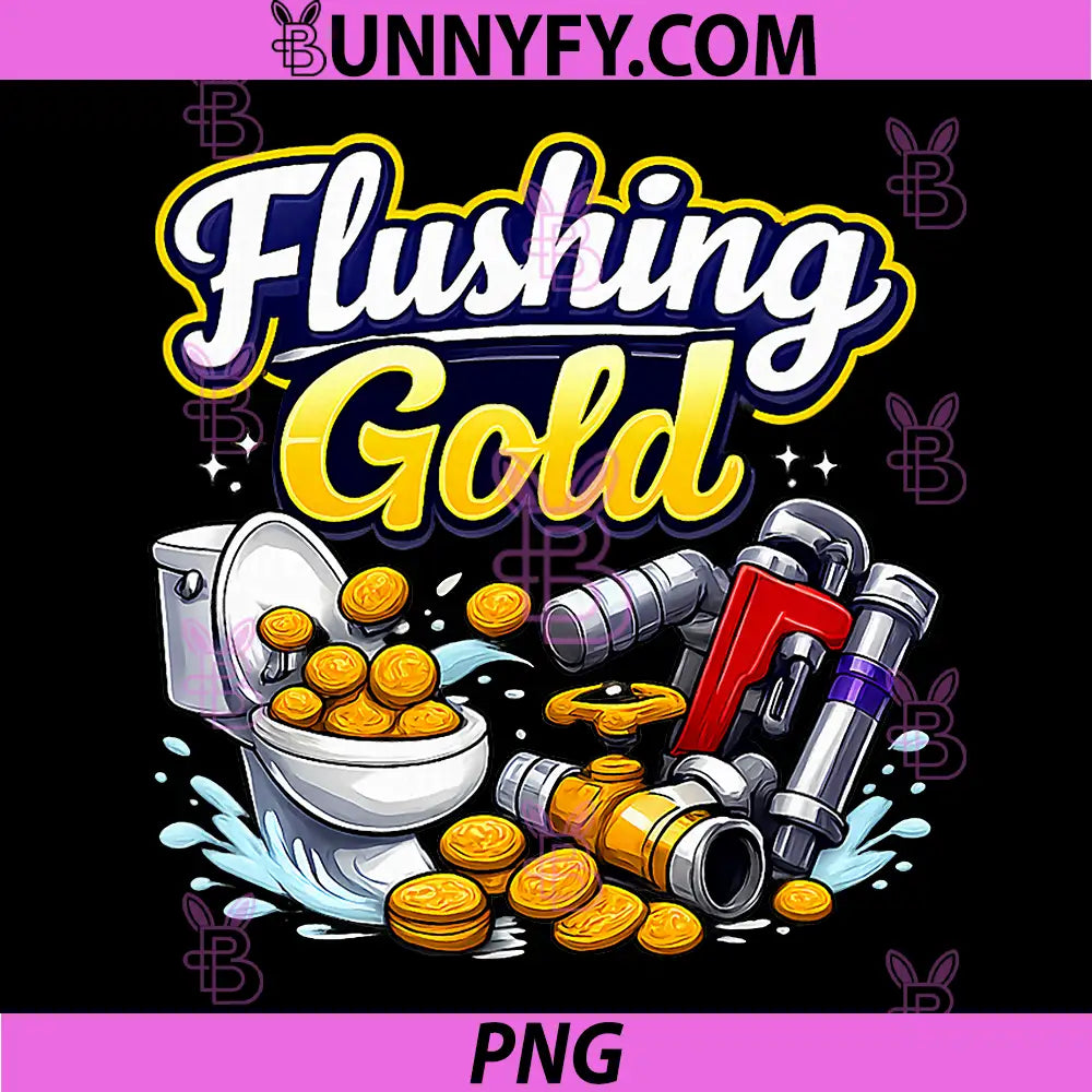 Flushing Gold PNG, Plumber Pipe Pun Graphic PNG