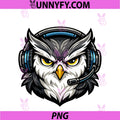 Focus Owl Headset Night PNG, Mascot Illustration PNG