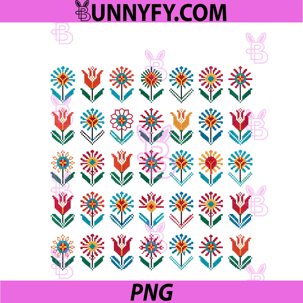Folk Flower PNG, Patterns Scandinavian PNG