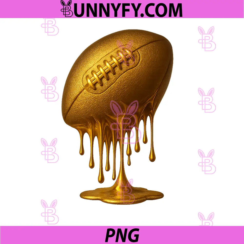 Football Drip Drippy Gold PNG, Spirit Wear Game Day PNG