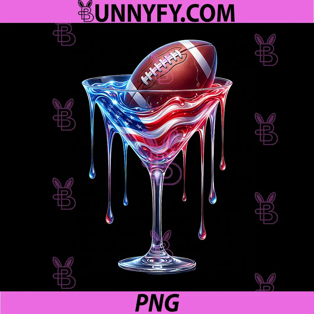 Football Drip Ice Cream Dripping PNG, 4th of July American Flag PNG