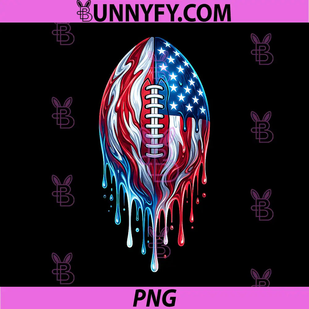 Football Drip Ice Cream Dripping PNG, 4th of July American Flag PNG