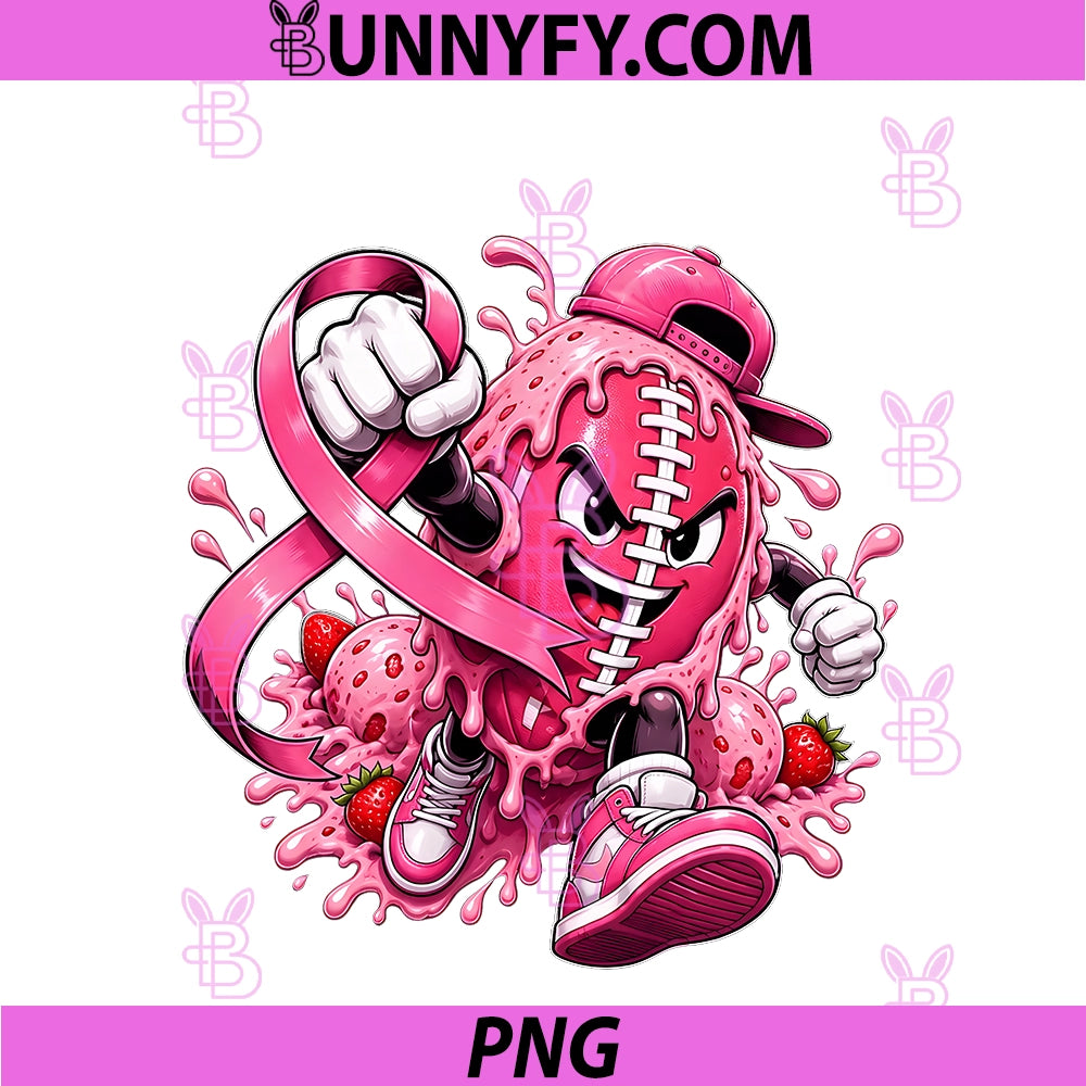 Football Drip Ice Cream PNG, Breast Cancer Awareness PNG